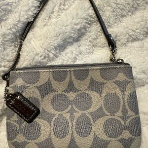 Coach Cream and Gray Signature Wristlet